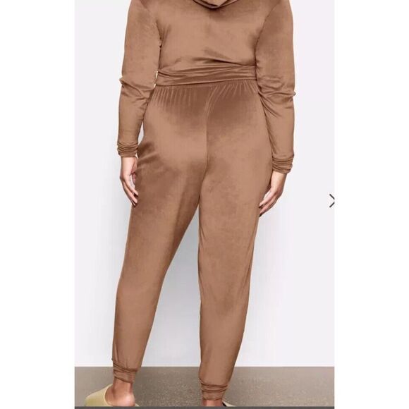 SKIMS AP-LEG-0887 Women Sz 4XL Sienna Brown Velour High Waist Oversized Joggers - Picture 11 of 12